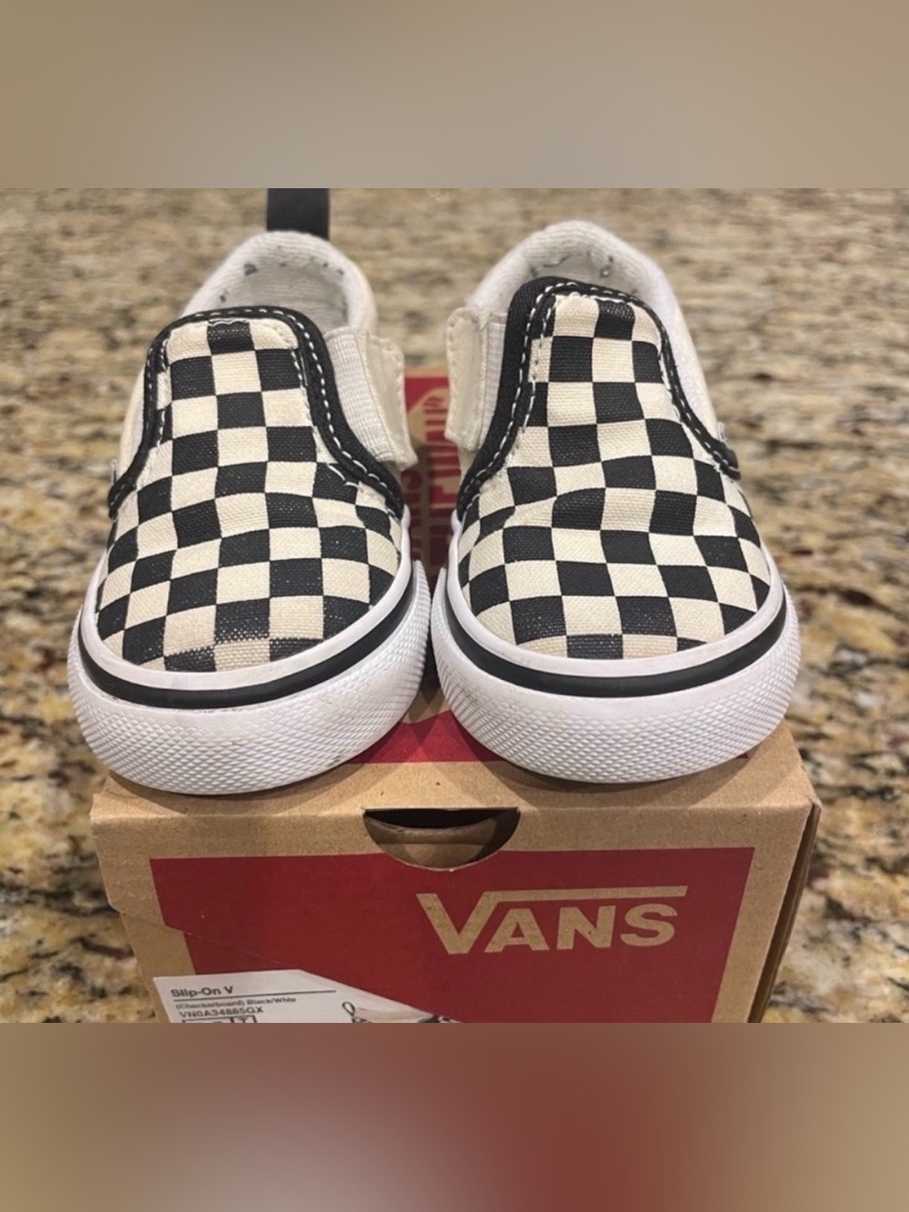 Vans Toddler Slip-On Checkerboard Sneakers - Black & White